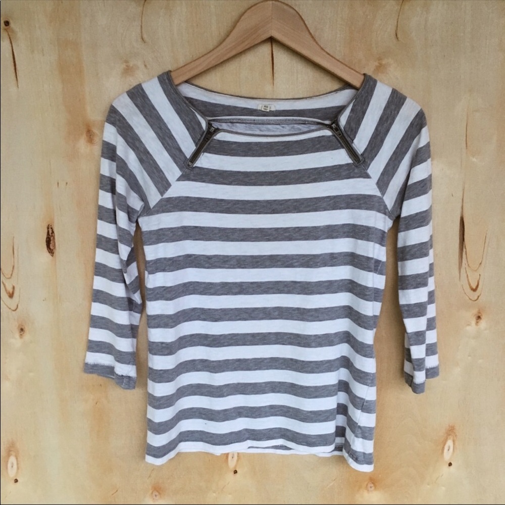 J.crew Stripe Ballet Top with zippers Xs